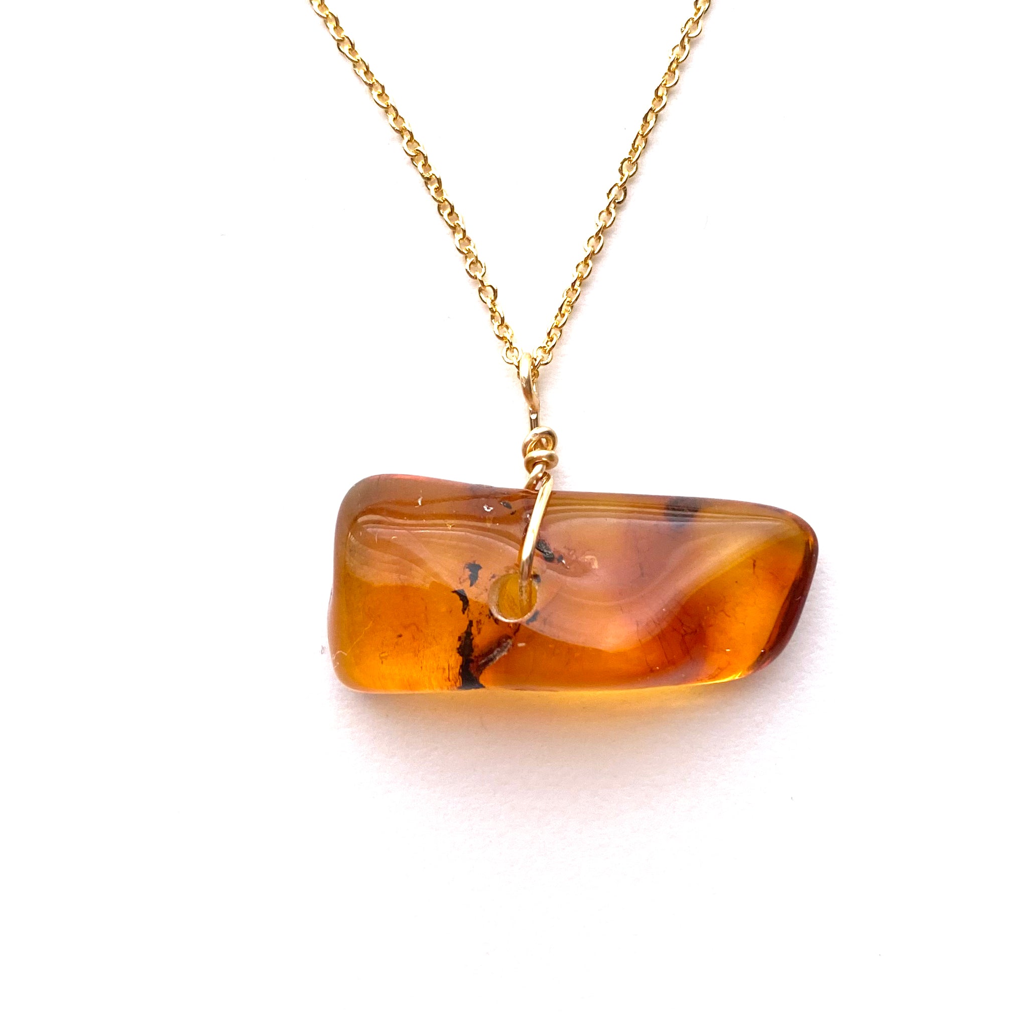 Genuine Natural Baltic Amber Necklace #46 - 16 Kt Gold plated chain necklace Handmade Jewelry - Great gift