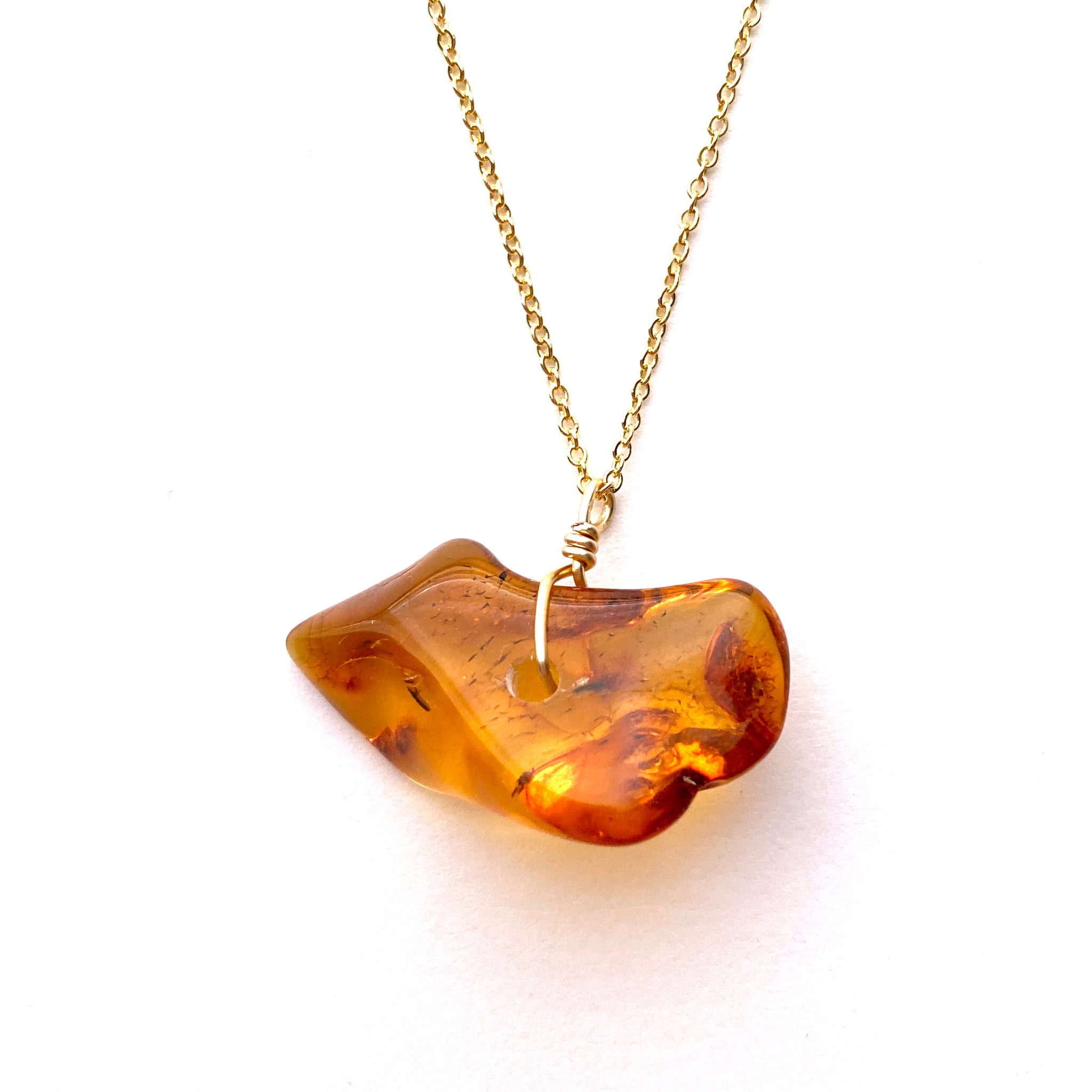 Genuine Natural Baltic Amber Necklace #48 - 16 Kt Gold plated chain necklace Handmade Jewelry - Great gift