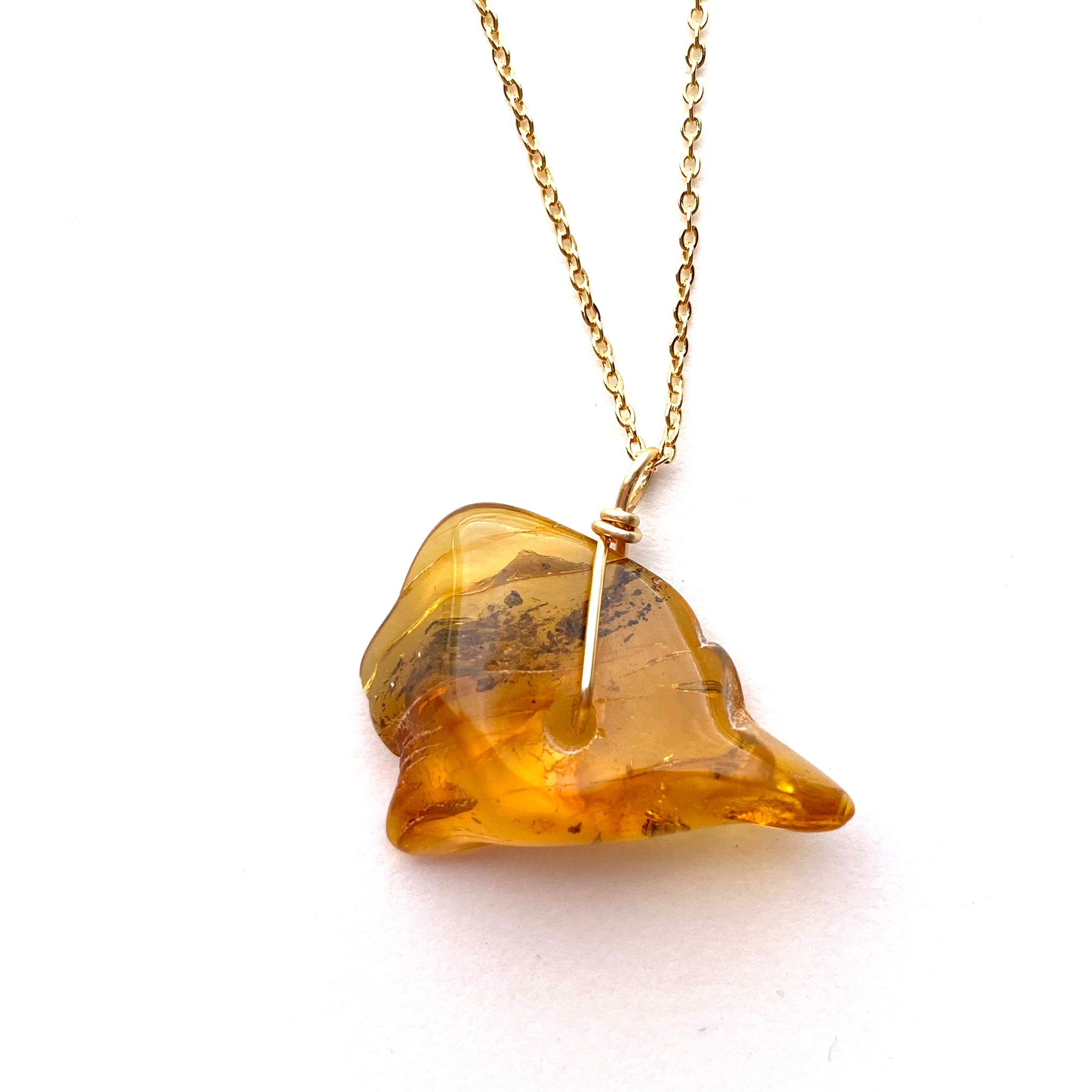 Genuine Natural Baltic Amber Necklace #49 - 16 Kt Gold plated chain necklace Handmade Jewelry - Great gift