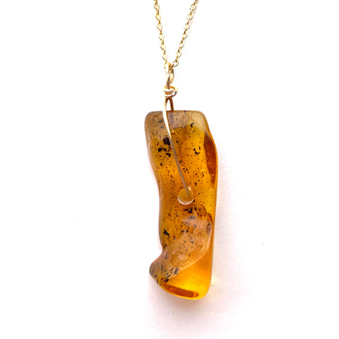 Genuine Natural Baltic Amber Necklace #53 - 16 Kt Gold plated chain necklace Handmade Jewelry - Great gift