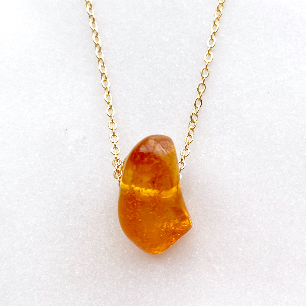 Genuine Natural Baltic Amber Necklace #54 - 16 Kt Gold plated chain necklace Handmade Jewelry - Great gift (Copy)