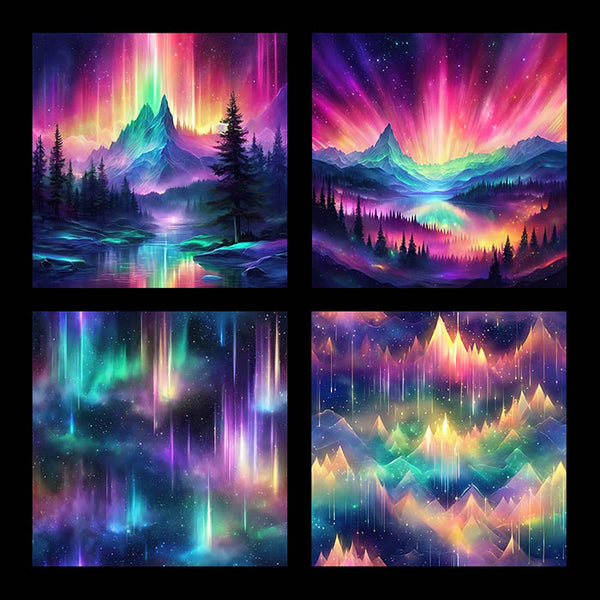 Aurora Borealis Watercolor - 12 High Resolution Images - Instant Download Digital Clip art