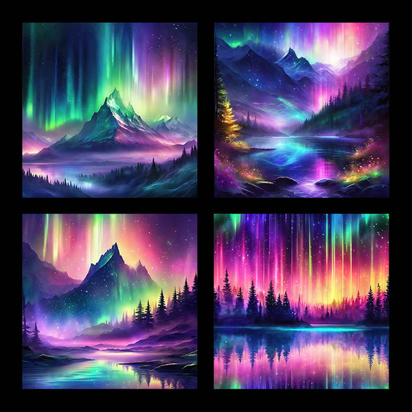 Aurora Borealis Watercolor - 12 High Resolution Images - Instant Download Digital Clip art