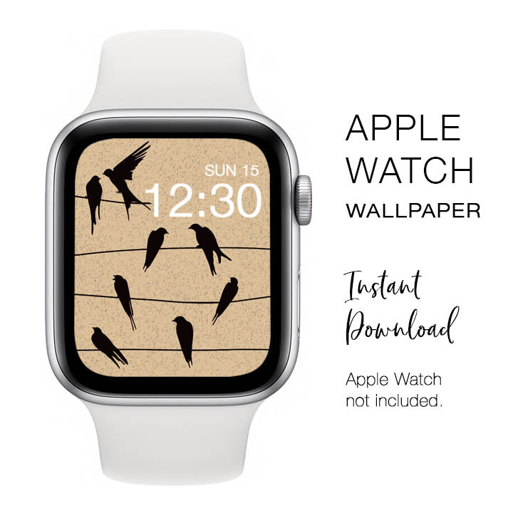 Apple Watch WALLPAPER - Birds on a Wire - Instant Download - Watch Background Apple Watch face design