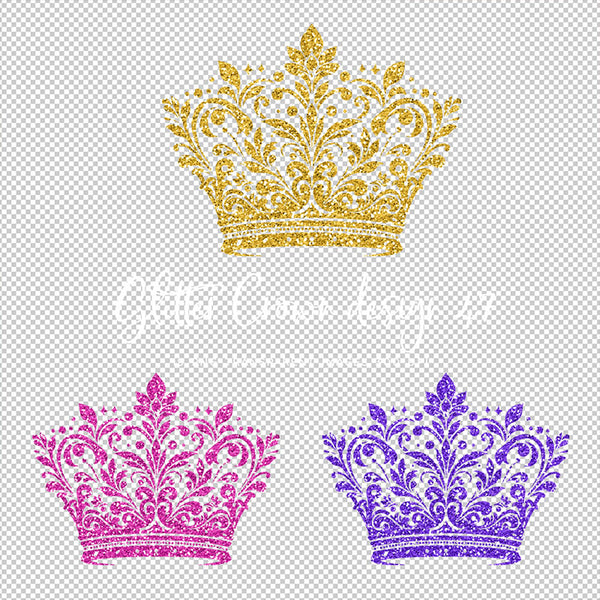 Glitter Crown 47 - 19 Different Colors PNG Transparent Images - Instant Download Digital Clip art