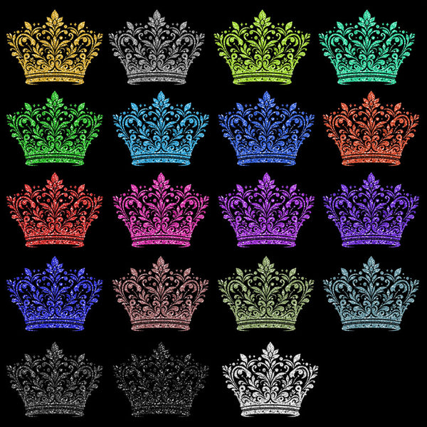 Glitter Crown 47 - 19 Different Colors PNG Transparent Images - Instant Download Digital Clip art