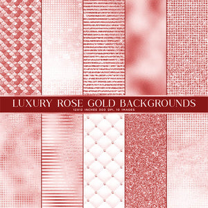 Luxury Rose Gold Backgrounds Glitter Foil Texture Digital Paper - 10 Images High Resolution - Instant Download Digital Clip art