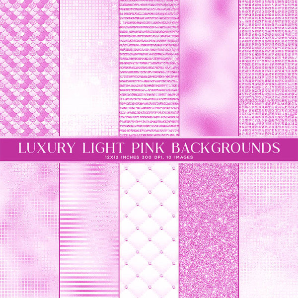 Luxury Light Pink Backgrounds Glitter Foil Texture Digital Paper - 10 Images High Resolution - Instant Download Digital Clip art