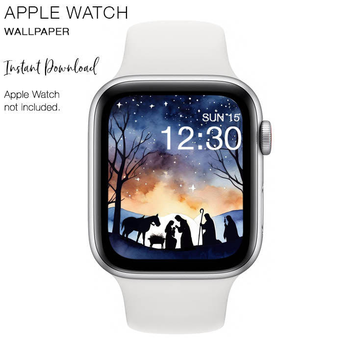 Apple Watch WALLPAPER - Nativity Scene 2 Jesus Christ Christian Religious - Instant Download - Watch Background Apple Watch face design