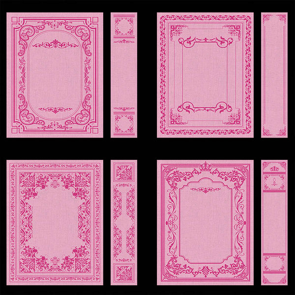 Ornate Book Covers with Spine Vol 1 All Pink (Pink Linen & Pink Frames) - 28 High Resolution Images - Instant Download Digital Clip art
