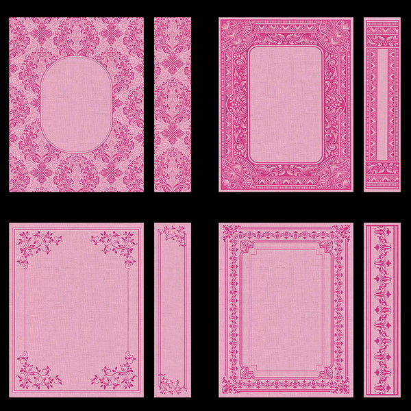 Ornate Book Covers with Spine Vol 1 All Pink (Pink Linen & Pink Frames) - 28 High Resolution Images - Instant Download Digital Clip art