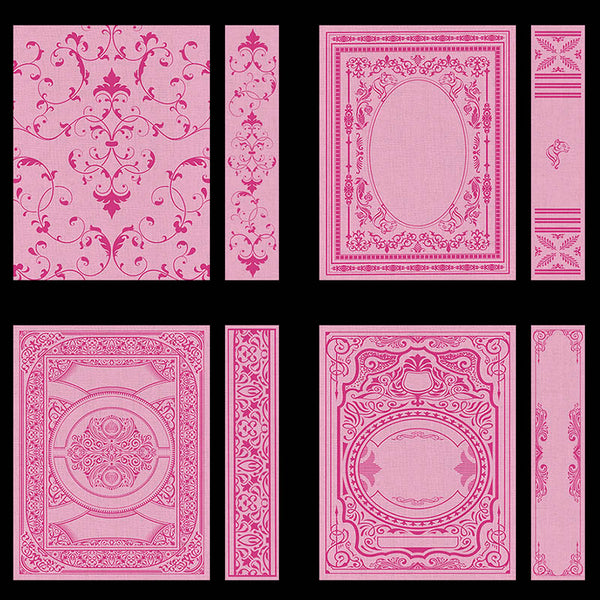 Ornate Book Covers with Spine Vol 1 All Pink (Pink Linen & Pink Frames) - 28 High Resolution Images - Instant Download Digital Clip art