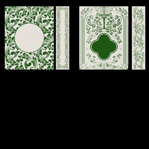 Ornate Book Covers with Spine Vol 1 Creme Linen & Dark Green Frames - 28 High Resolution Images - Instant Download Digital Clip art