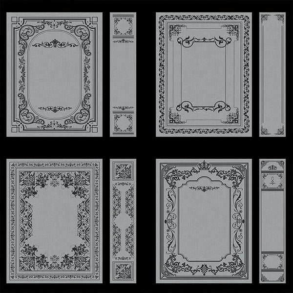 Ornate Book Covers with Spine Vol 1 Gray And Dark Gray Frames - 28 High Resolution Images - Instant Download Digital Clip art