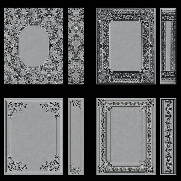 Ornate Book Covers with Spine Vol 1 Gray And Dark Gray Frames - 28 High Resolution Images - Instant Download Digital Clip art