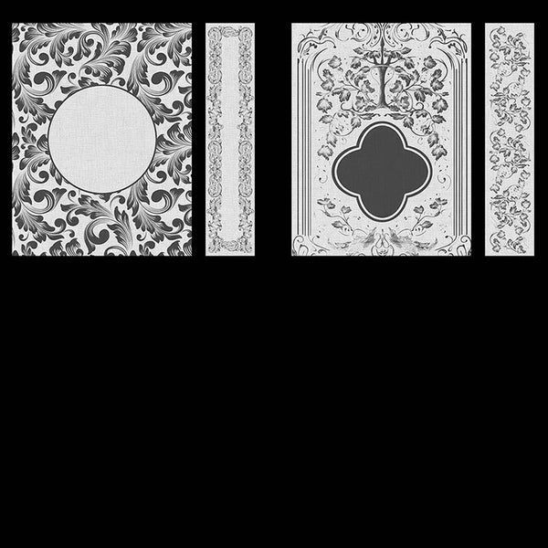 Ornate Book Covers with Spine Vol 1 Light Grey Linen & Dark Grey Frames - 28 High Resolution Images - Instant Download Digital Clip art