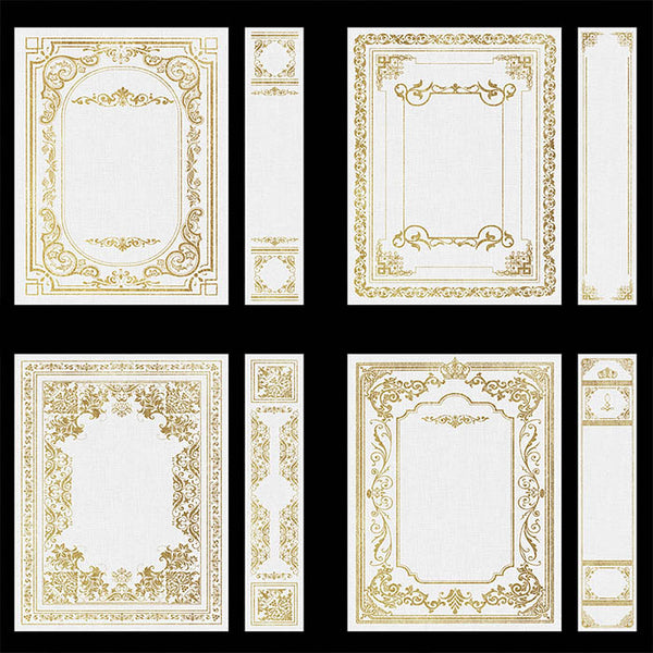Ornate Book Covers with Spine Vol 1 White Linen & Gold Frames - 28 High Resolution Images - Instant Download Digital Clip art