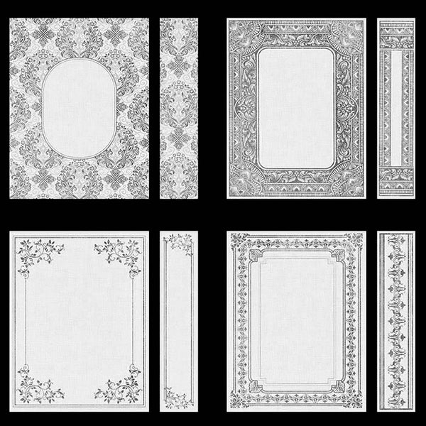 Ornate Book Covers with Spine Vol 1 White Linen & Silver Frames - 28 High Resolution Images - Instant Download Digital Clip art