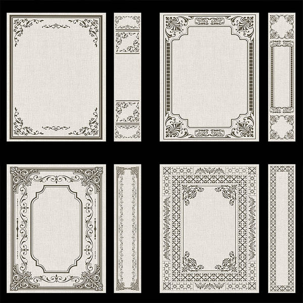 Ornate Book Covers with Spine Vol 2 Creme Linen & Dark Brown Frames - 20 High Resolution Images - Instant Download Digital Clip art
