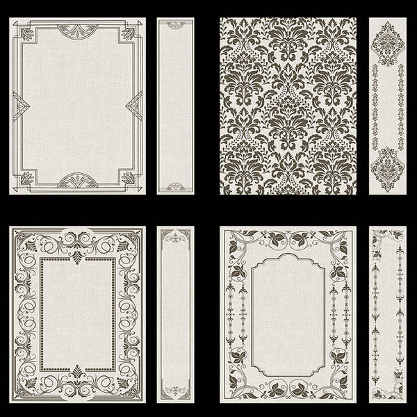 Ornate Book Covers with Spine Vol 2 Creme Linen & Dark Brown Frames - 20 High Resolution Images - Instant Download Digital Clip art