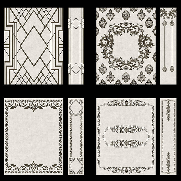 Ornate Book Covers with Spine Vol 3 Creme Linen & Dark Brown Frames - 28 High Resolution Images - Instant Download Digital Clip art