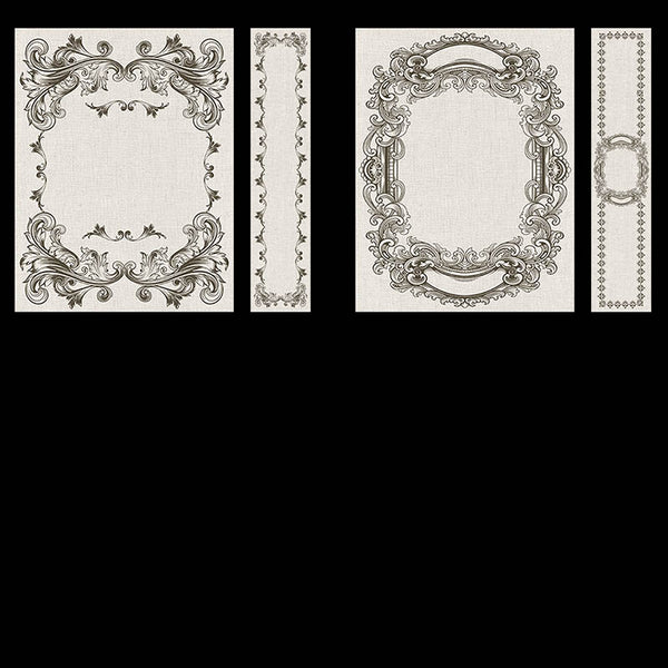 Ornate Book Covers with Spine Vol 3 Creme Linen & Dark Brown Frames - 28 High Resolution Images - Instant Download Digital Clip art