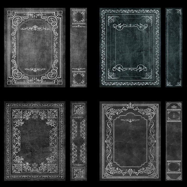 Ornate Book Covers with Spine - Greys & Silver Vol 1 - 28 High Resolution Images - Instant Download Digital Clip art