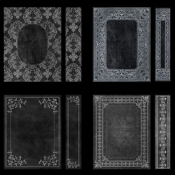 Ornate Book Covers with Spine - Greys & Silver Vol 1 - 28 High Resolution Images - Instant Download Digital Clip art