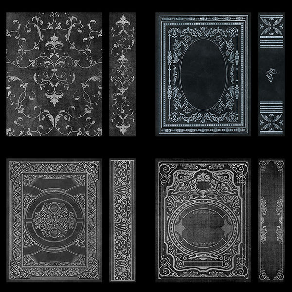 Ornate Book Covers with Spine - Greys & Silver Vol 1 - 28 High Resolution Images - Instant Download Digital Clip art