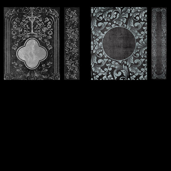 Ornate Book Covers with Spine - Greys & Silver Vol 1 - 28 High Resolution Images - Instant Download Digital Clip art