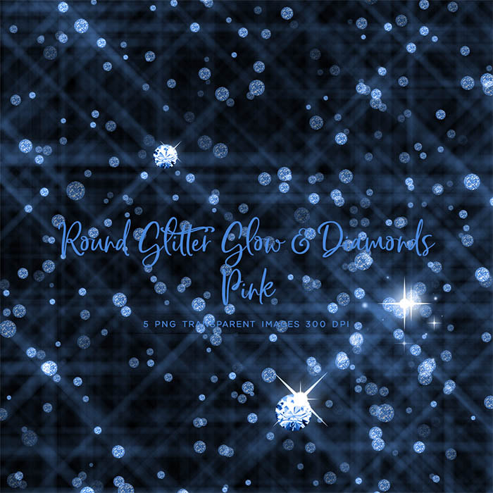 Round Glitter Glow Dust & Diamonds Blue - sparkly 5 PNG Transparent Overlays High Resolution - Instant Download Digital Clip art