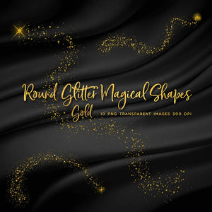 Round Glitter Magical Shapes Dust Gold 01 - 10 PNG Transparent Overlays High Resolution - Instant Download Digital Clip art