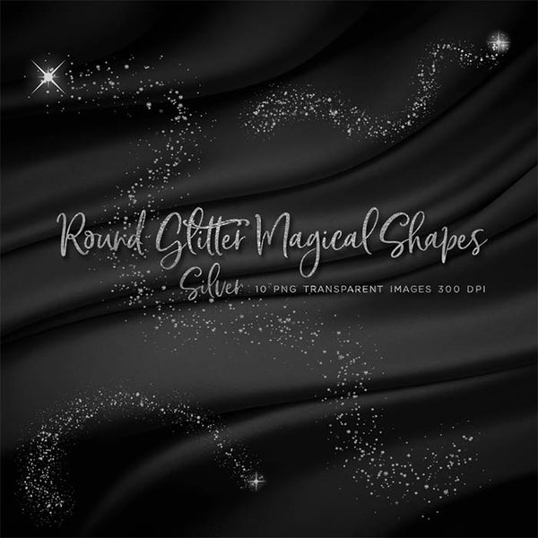 Round Glitter Magical Shapes Dust Silver 01 - 10 PNG Transparent Overlays High Resolution - Instant Download Digital Clip art