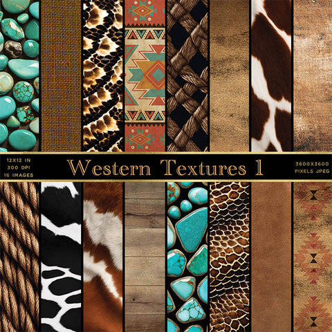 Western Textures Digital Paper - 16 High Resolution Images - Instant Download Digital Clip art