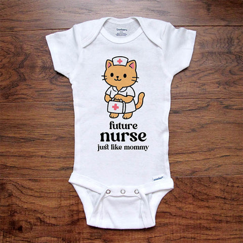 Future Nurse just like mommy Cat Nurse design baby onesie bodysuit Infant Toddler Shirt baby shower gift