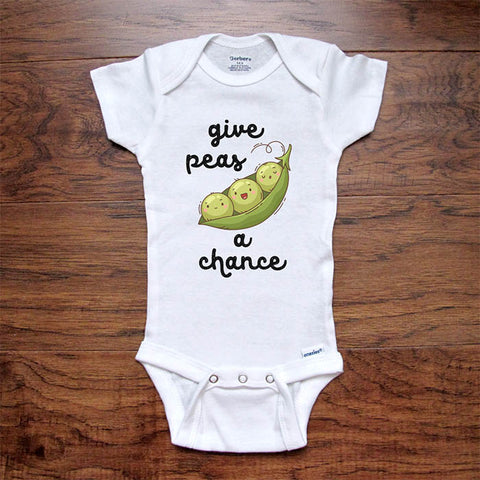 Give Peas a Chance - Peace funny vegetable baby onesie bodysuit Infant Toddler Shirt baby shower gift