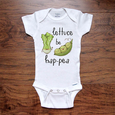 lettuce be hap-pea funny vegetable baby onesie bodysuit Infant Toddler Shirt baby shower gift