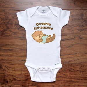 Otterly Exhausted cute Otter design baby onesie bodysuit Infant Toddler Shirt baby shower gift