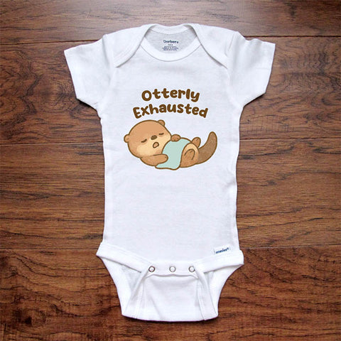 Otterly Exhausted cute Otter design baby onesie bodysuit Infant Toddler Shirt baby shower gift