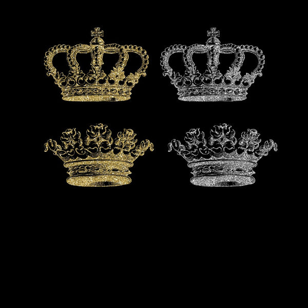 8 Different Crowns Gold & Silver Glitter -  PNG Transparent Images - Instant Download Digital Clip art