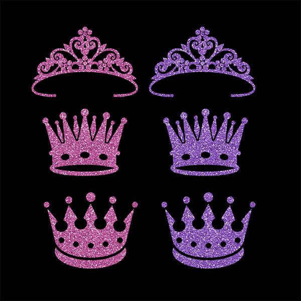 8 Different Crowns Pink & Purple Glitter -  PNG Transparent Images - Instant Download Digital Clip art