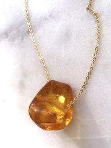 Genuine Natural Baltic Amber Necklace #6 - 16 Kt Gold plated chain necklace Handmade Jewelry - Great gift