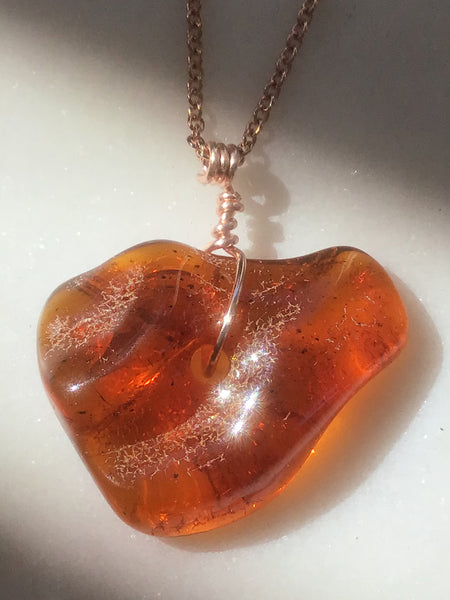Genuine Natural Baltic Amber Necklace #9 - 16 Kt Rose Gold plated chain necklace Handmade Jewelry - Great gift