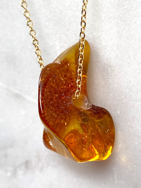 Genuine Natural Baltic Amber Necklace #17 - 16 Kt Gold plated chain necklace Handmade Jewelry - Great gift