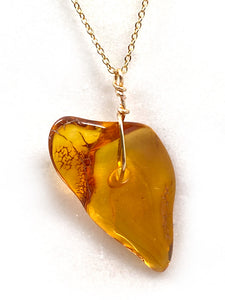 Genuine Natural Baltic Amber Necklace #20 - 16 Kt Gold plated chain necklace Handmade Jewelry - Great gift
