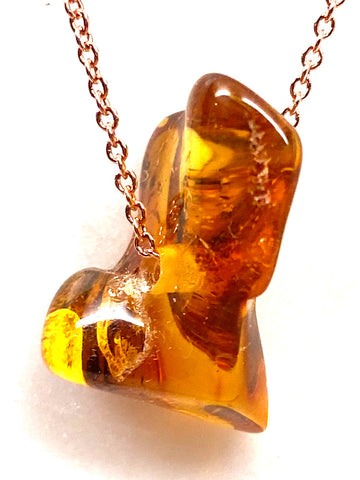 Genuine Natural Baltic Amber Necklace #26 - 16 Kt Gold plated chain necklace Handmade Jewelry - Great gift