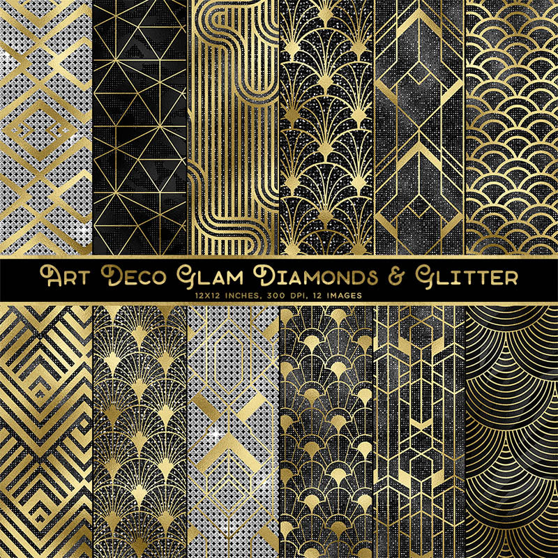 Art Deco Glam Diamonds And Glitter 1 Backgrounds Vol 1 - 12 High Resolution Images - Instant Download Digital Clip art