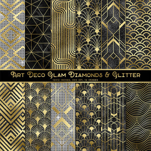 Art Deco Glam Diamonds And Glitter 1 Backgrounds Vol 1 - 12 High Resolution Images - Instant Download Digital Clip art