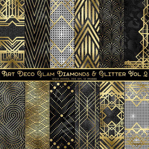 Art Deco Glam Diamonds And Glitter 1 Backgrounds Vol 2 - 12 High Resolution Images - Instant Download Digital Clip art