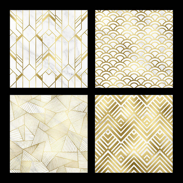 Art Deco Gold And White Marble Vol 1 - 16 High Resolution Images - Instant Download Digital Clip art